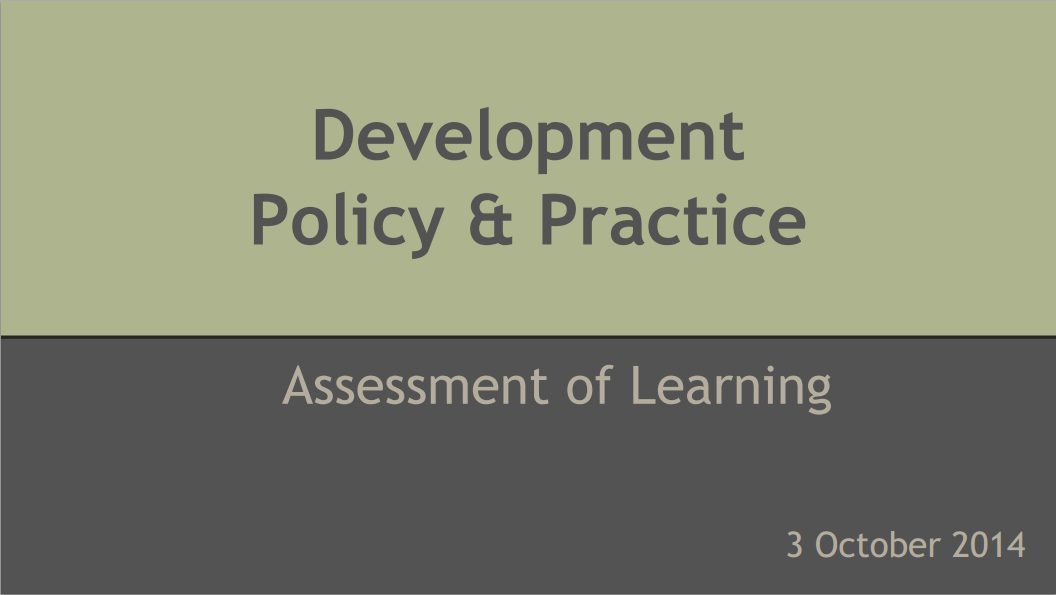 Development, Practice, & Policy Assessment of Learning Area of Concern