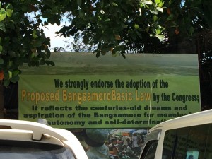 A sign outside the Consortium of Bangsamoro  Civil Society in support of BBL.