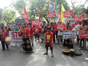 Protests against a Swiss mining company. Source: ilps-phils.com