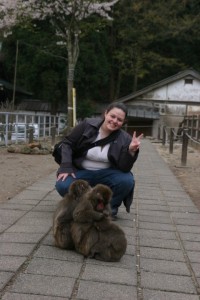 Me and three monkeys in Beppu, Japan.