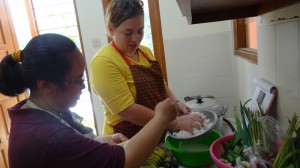 Preparing the coconut milk (this is the real deal, not the canned stuff!)